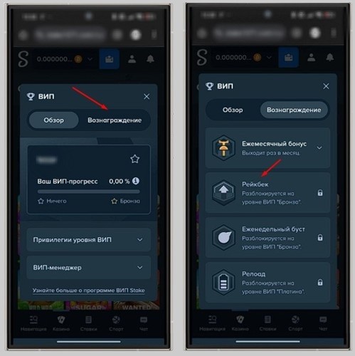 Рейкбек в Stake Casino