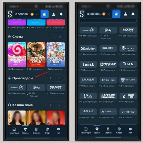 Провайдеры в Stake Casino